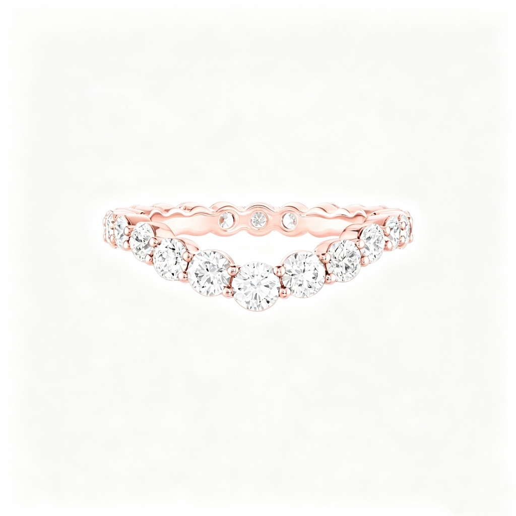 IGI Certified 18K Gold Lab Grown Diamond Fashion Ring with V-Shaped Wave Band Full Diamond Round Cut DEF VS Eco-Friendly