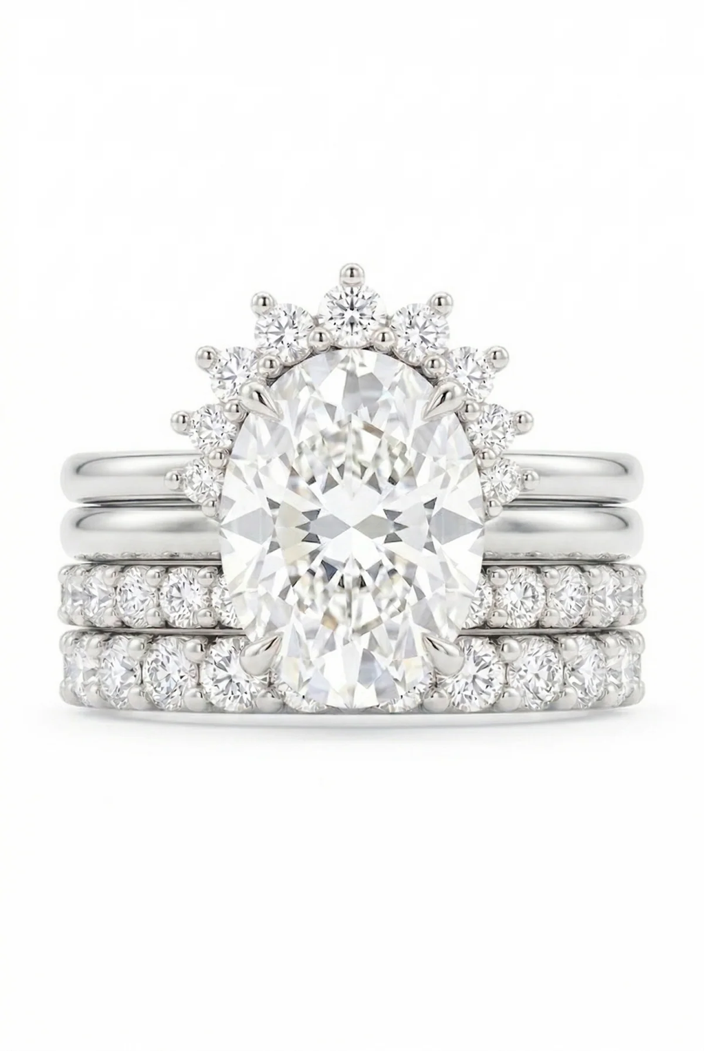 Elegant Stackable Ring Lab Grown Diamond Engagement Ring with IGI Certified 3 Carats Oval Cut E VVS2 CVD