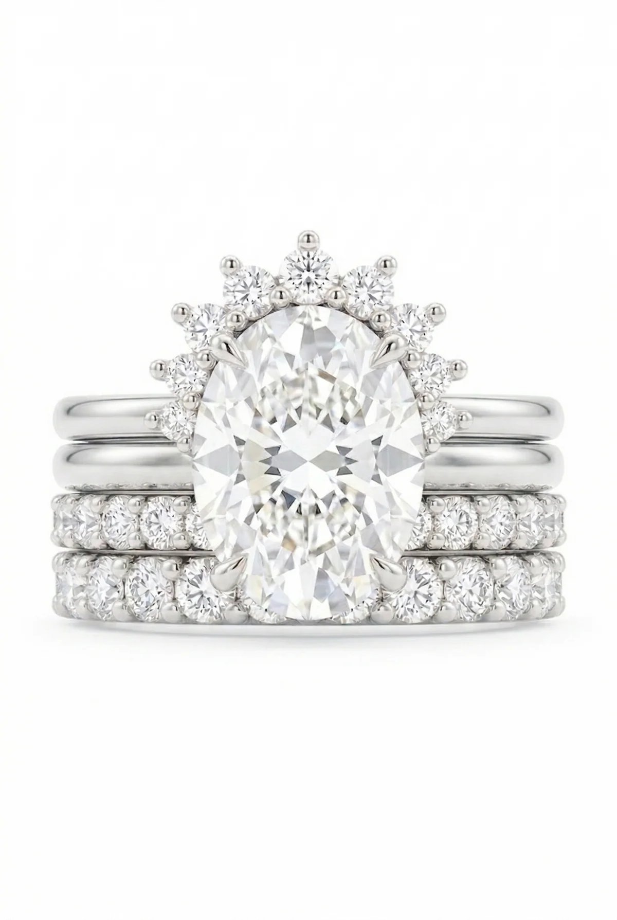 Elegant Stackable Ring Lab Grown Diamond Engagement Ring with IGI Certified 3 Carats Oval Cut E VVS2 CVD