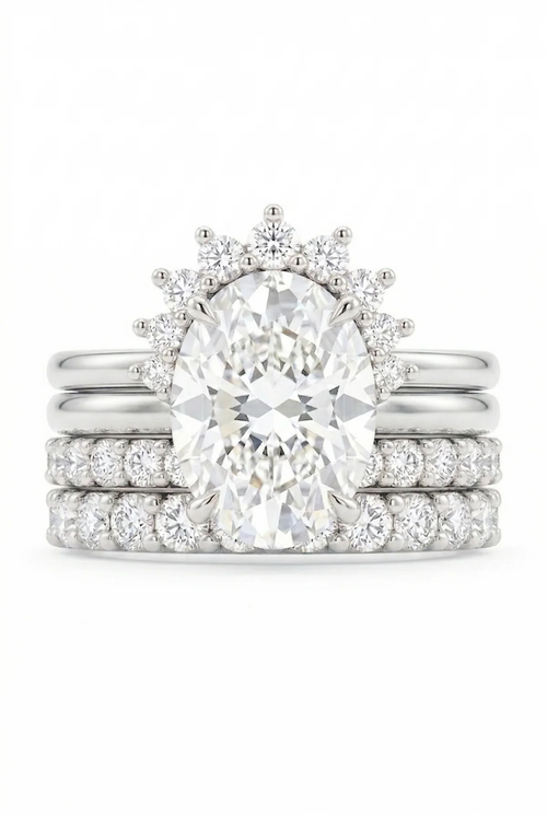 Elegant Stackable Ring Lab Grown Diamond Engagement Ring with IGI Certified 3 Carats Oval Cut E VVS2 CVD