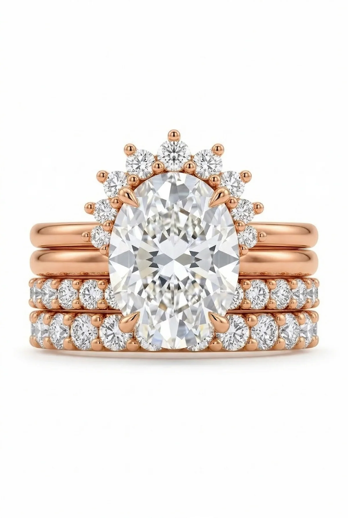 Elegant Stackable Ring Lab Grown Diamond Engagement Ring with IGI Certified 3 Carats Oval Cut E VVS2 CVD