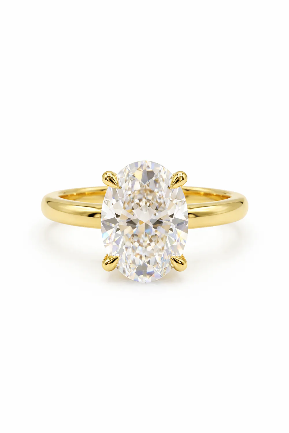 Elegant Stackable Ring Lab Grown Diamond Engagement Ring with IGI Certified 3 Carats Oval Cut E VVS2 CVD