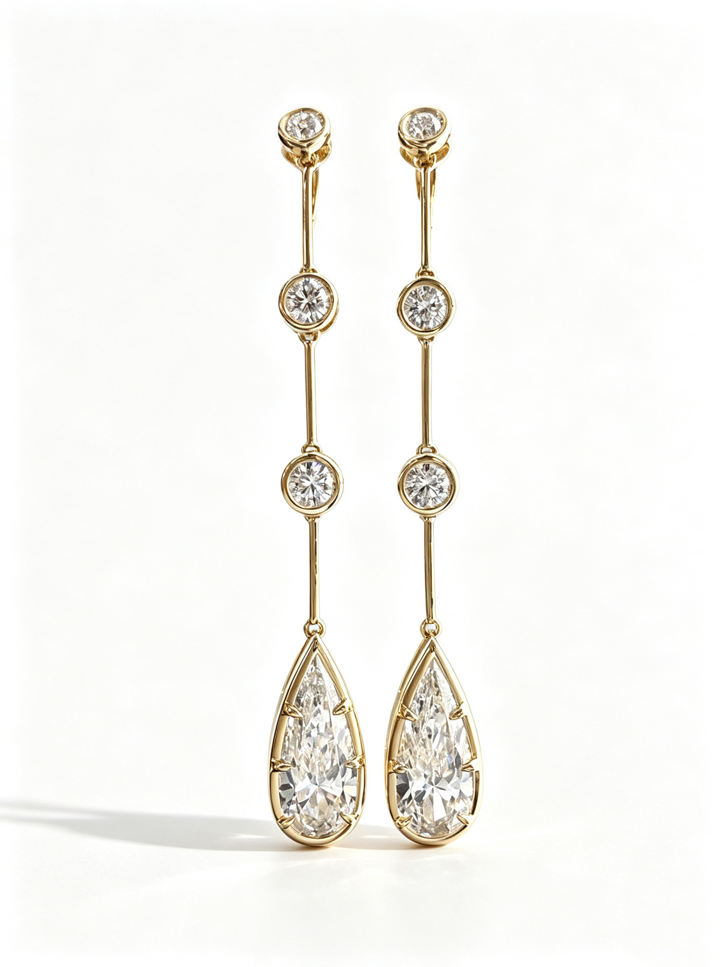 IGI Certified 14K 18K Gold Elongated Pear Cut HPHT CVD Lab diamond Drop Earrings 1CT DEF VVS