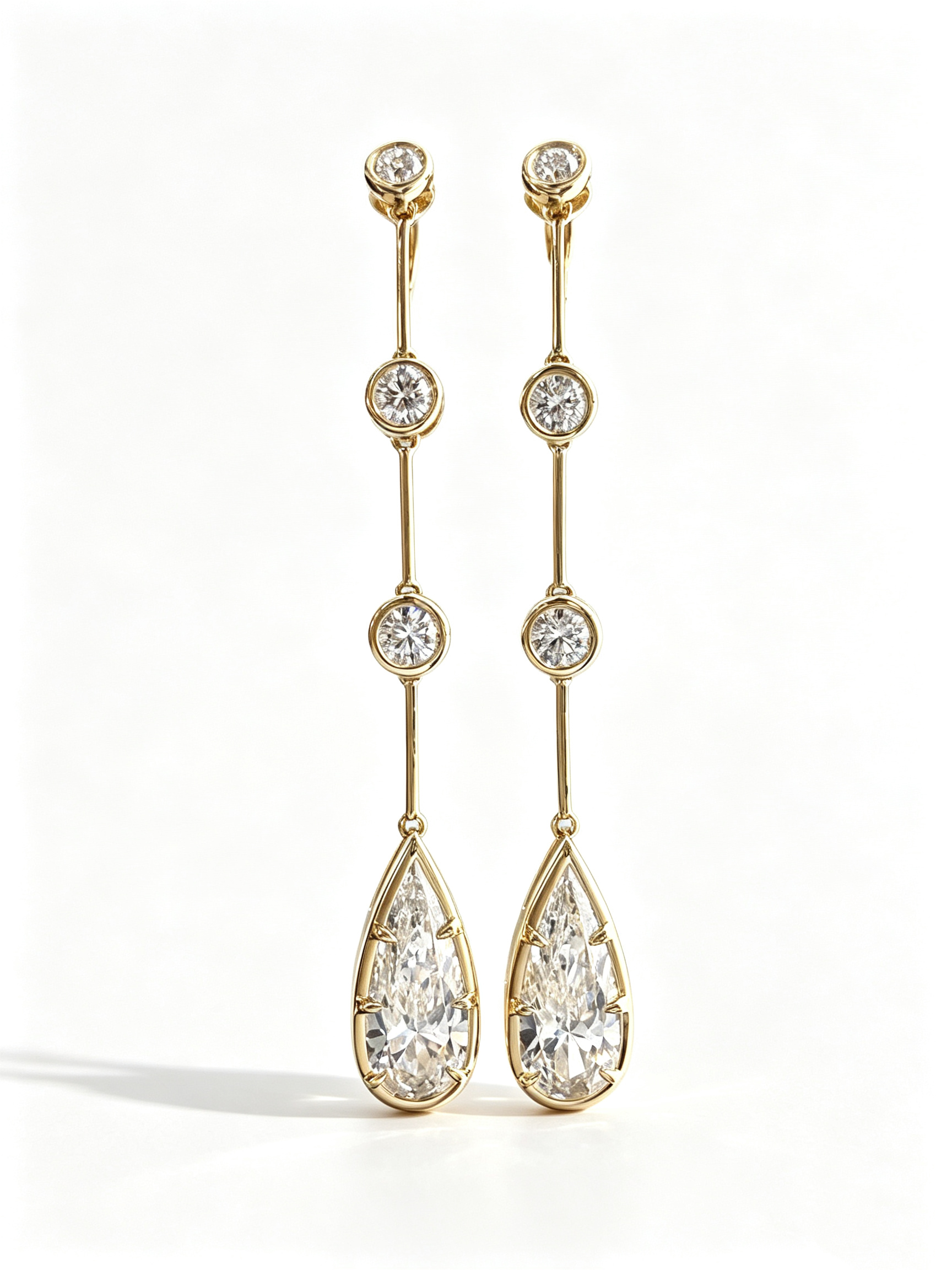 IGI Certified 14K 18K Gold Elongated Pear Cut HPHT CVD Lab diamond Drop Earrings 1CT DEF VVS