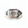 Men's Ring with IGI Certified 3 Carats D VVS2 Emerald Cut Lab Grown Diamond 18K/14K Gold  for Daily Wear