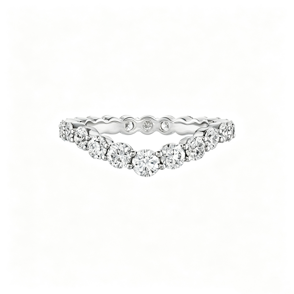 IGI Certified 18K Gold Lab Grown Diamond Fashion Ring with V-Shaped Wave Band Full Diamond Round Cut DEF VS Eco-Friendly