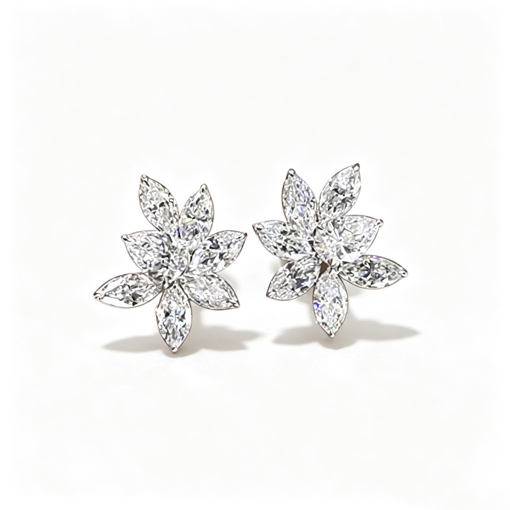 IGI Certified 14K 18K Gold Marquise Cut 2.5*4.5mm Lab Grown Diamond Earrings   Silver Flower Earrings Jewelry Women Hot