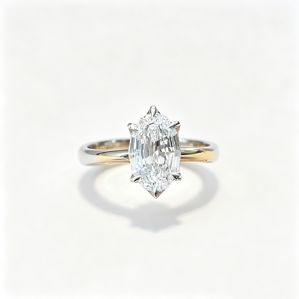 Custom IGI Certified Oval Step Cut Ring with CVD 3ct DE VVS Lab Grown diamond 18K Solid Gold Six-prong Setting for Engagement