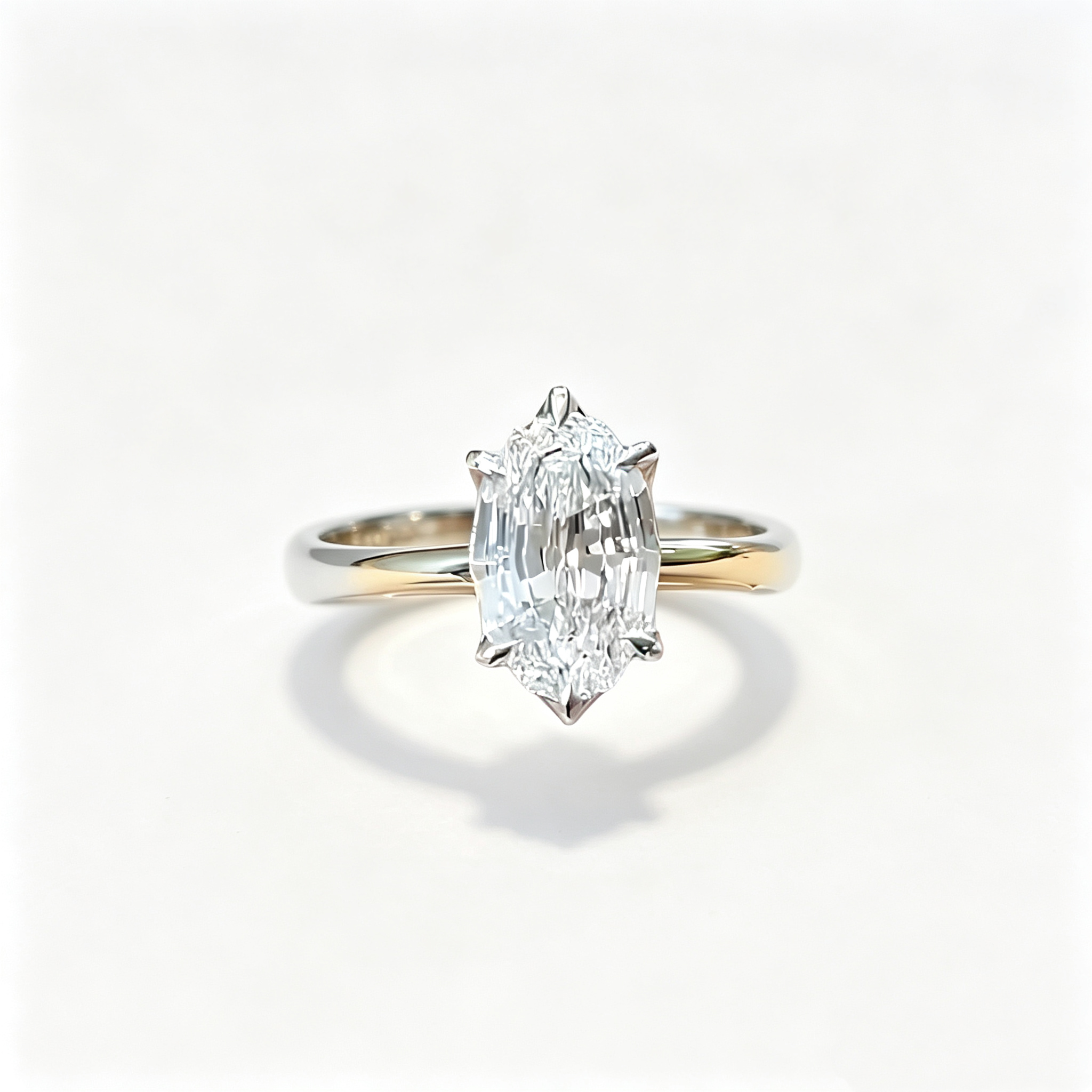 Custom IGI Certified Oval Step Cut Ring with CVD 3ct DE VVS Lab Grown diamond 18K Solid Gold Six-prong Setting for Engagement