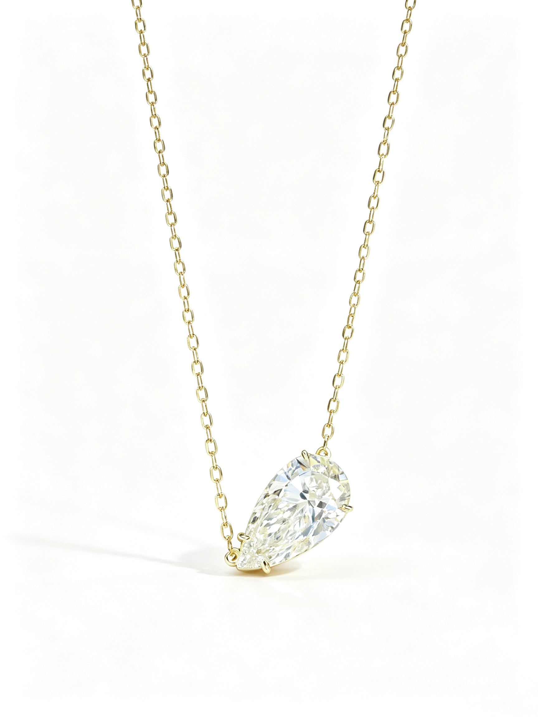 IGI Certified Lab Grown diamond Necklace with 3ct CVD D VVS2 Pear Cut  Synthetic Stone Custom 18k 14k Gold Pendant for Wedding