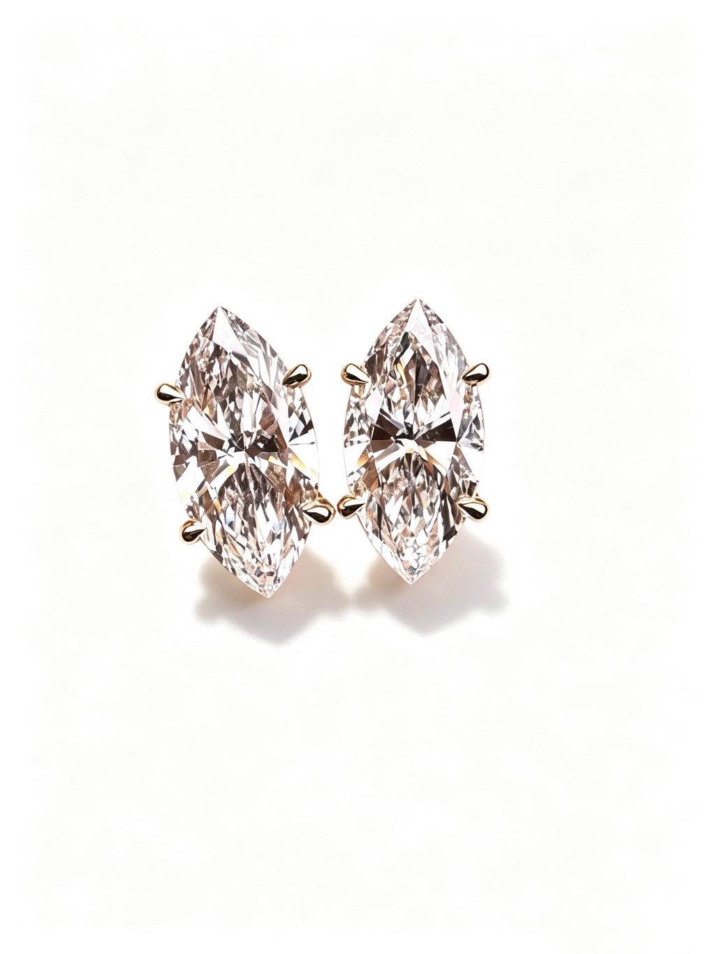 IGI Certificate CVD Marquise Cut Lab Grown Diamond Earrings 1CT D VVS2 14K 18K Gold  Earrings