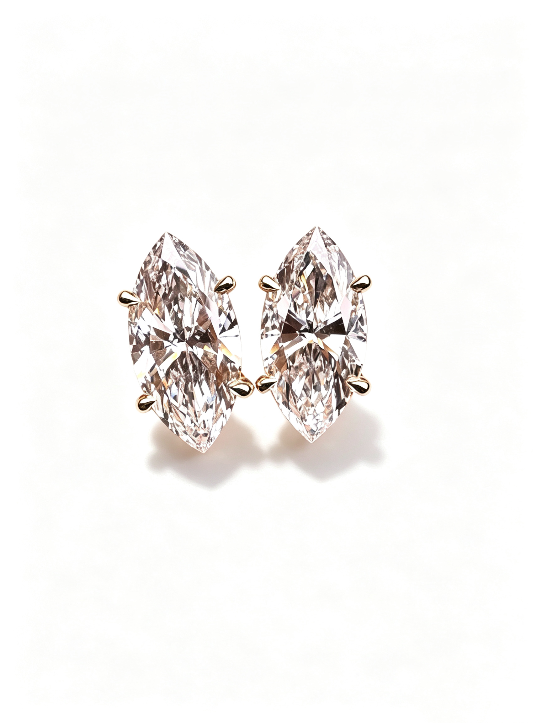IGI Certificate CVD Marquise Cut Lab Grown Diamond Earrings 1CT D VVS2 14K 18K Gold  Earrings