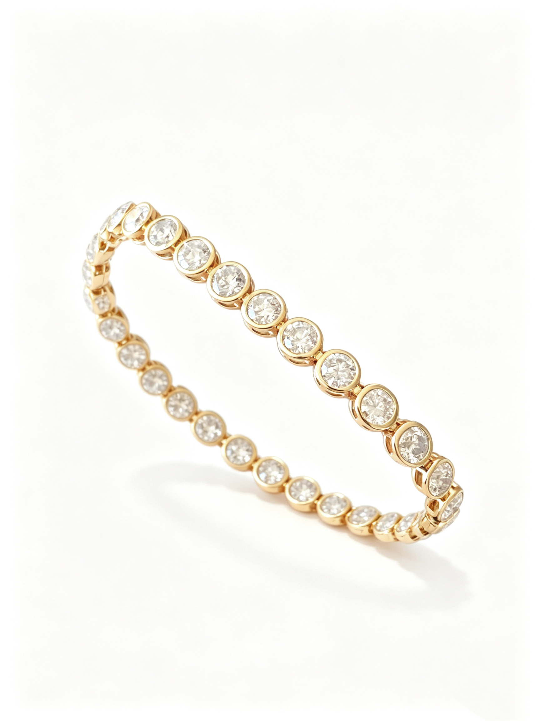 IGI Certified Lab Grown Diamond Tennis Bracelet 19K 14K 18K Gold Round Brilliant Cut 3.4mm