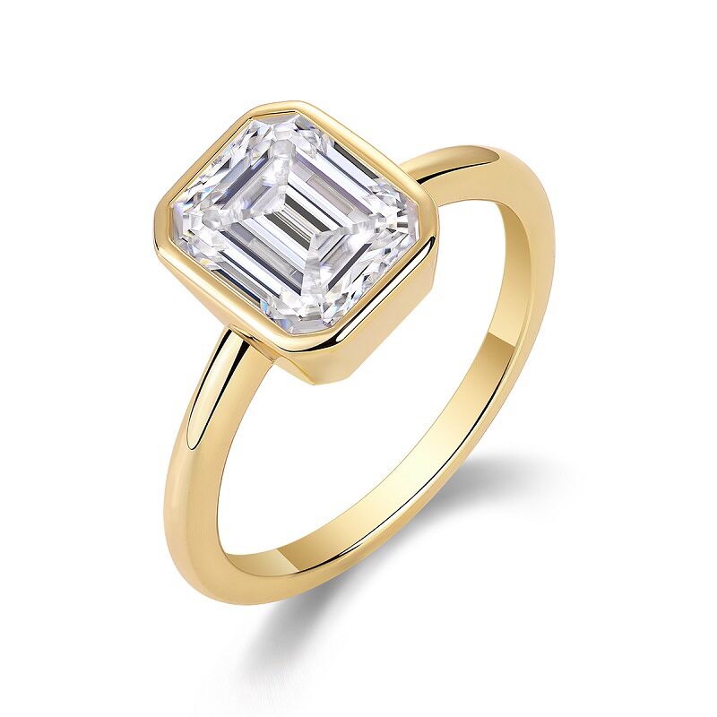 Lab Grown Diamond  14k 18k Solid Gold Ring IGI Certified Emerald Cut 2ct D VVS2