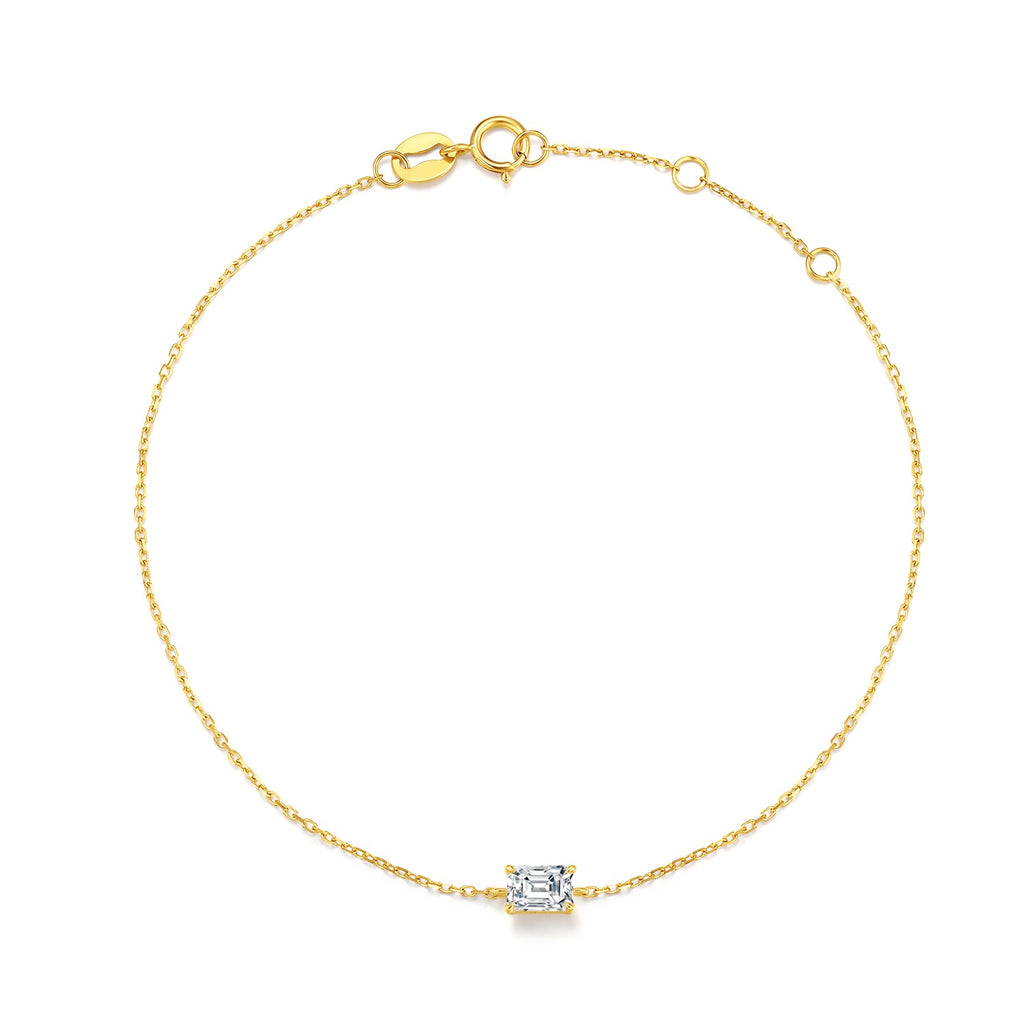 IGI Certified Lab Grown Diamond Bracelet with 0.5ct Emerald Cut DEF VVS HTHP and 18K Gold for Women's Daily Wear