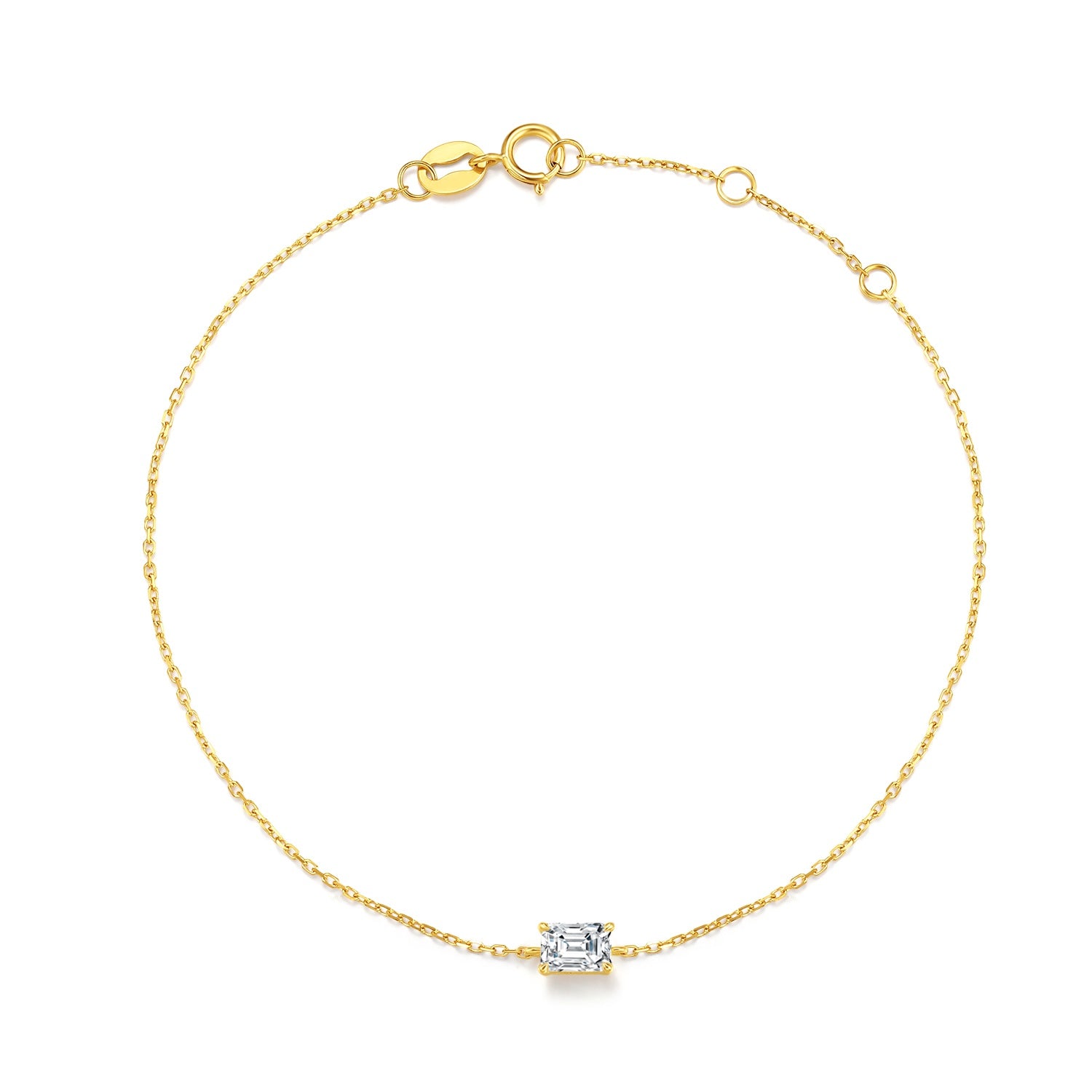 IGI Certified Lab Grown Diamond Bracelet with 0.5ct Emerald Cut DEF VVS HTHP and 18K Gold for Women's Daily Wear