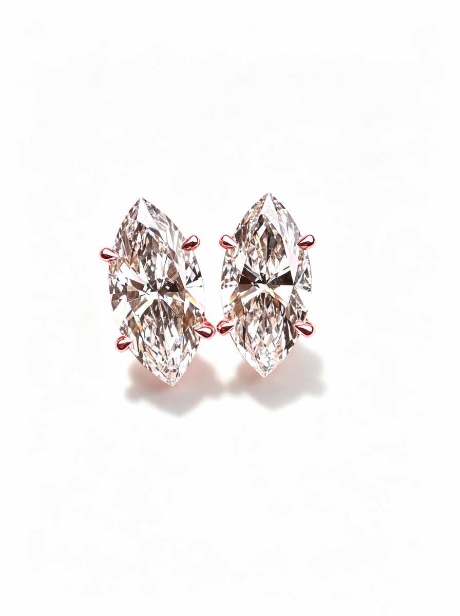IGI Certificate CVD Marquise Cut Lab Grown Diamond Earrings 1CT D VVS2 14K 18K Gold  Earrings