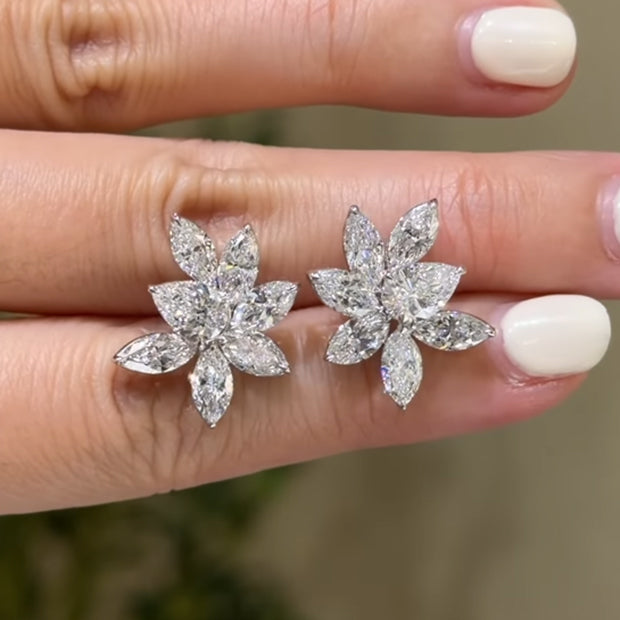 IGI Certified 14K 18K Gold Marquise Cut 2.5*4.5mm Lab Grown Diamond Earrings   Silver Flower Earrings Jewelry Women Hot