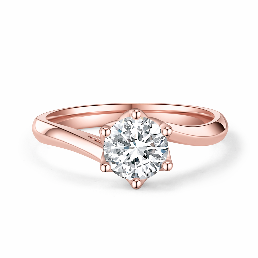IGI Certified Lab Grown Diamond Wedding Ring with 3ct Round Brilliant Cut D VVS2 Bud-Shaped Claw Setting 18K/14K for Daily Wear