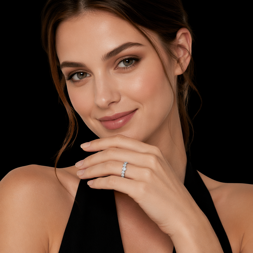 IGI Certified 18K Gold Lab Grown Diamond Fashion Ring with V-Shaped Wave Band Full Diamond Round Cut DEF VS Eco-Friendly