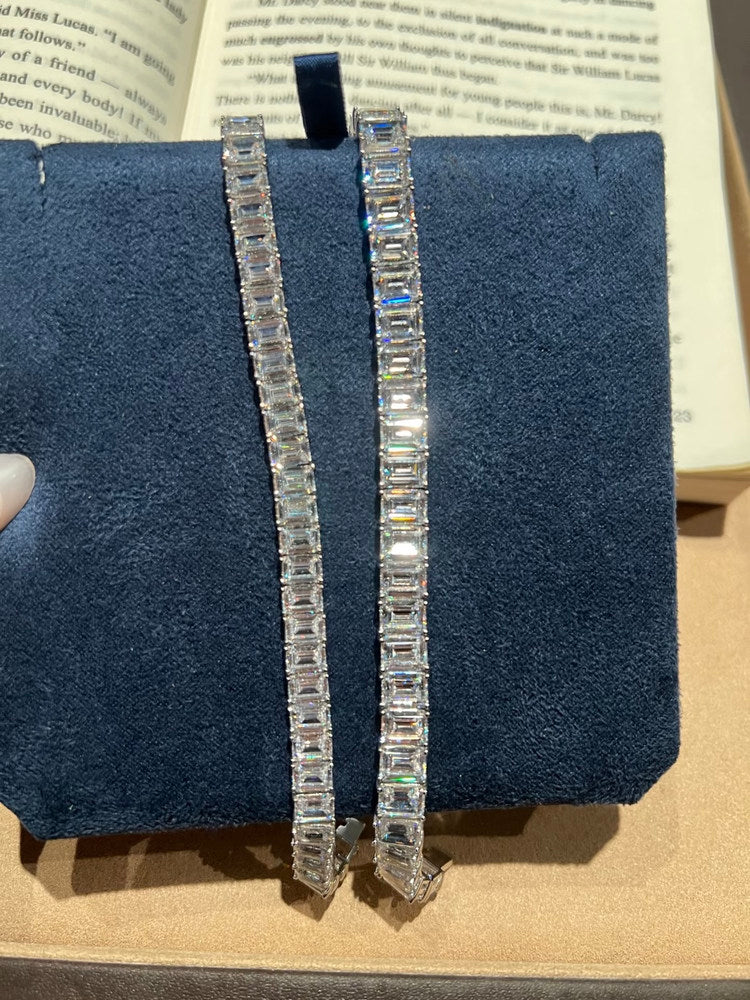 IGI Certified Emerald Cut Lab Grown diamond Tennis Bracelet with 3.8*5.4mm Each 0.5ct DEF VVS~VS 18K 14K Gold Box Clasp for Daily Wear