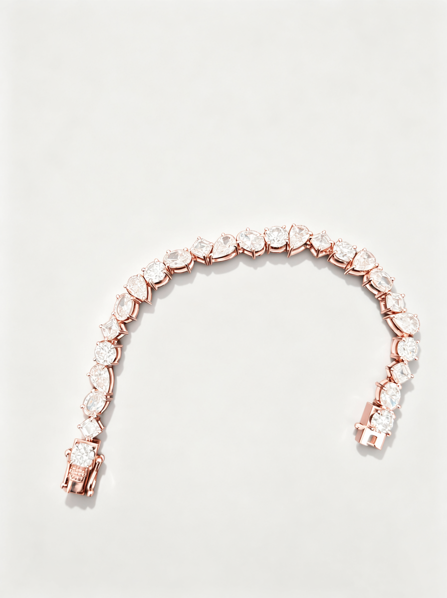 IGI Certified Multi-Shape Irregular Arrangement Lab-Grown Diamond Bracelet CVD HTHP 1 Carat Each