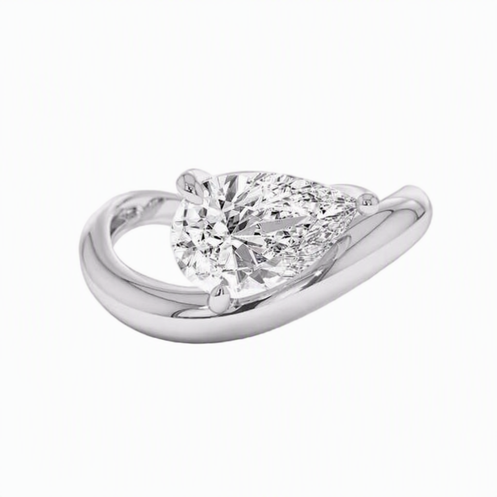 18K Gold Lab Grown Diamond Wedding Engagement Ring with 3ct Pear Cut D VVS2 IGI Certified for Bridal Proposal
