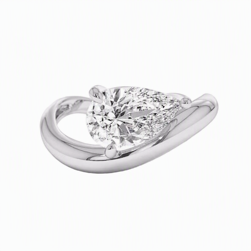 18K Gold Lab Grown Diamond Wedding Engagement Ring with 3ct Pear Cut D VVS2 IGI Certified for Bridal Proposal