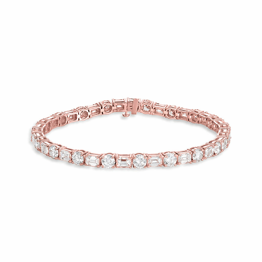 IGI Certified Lab-Grown Diamond Bracelet Emerald Cut (5*7mm 1.15CT) Round Cut (5mm 0.5CT ) with 18K Gold Bangle for Women Men Premium Jewelry