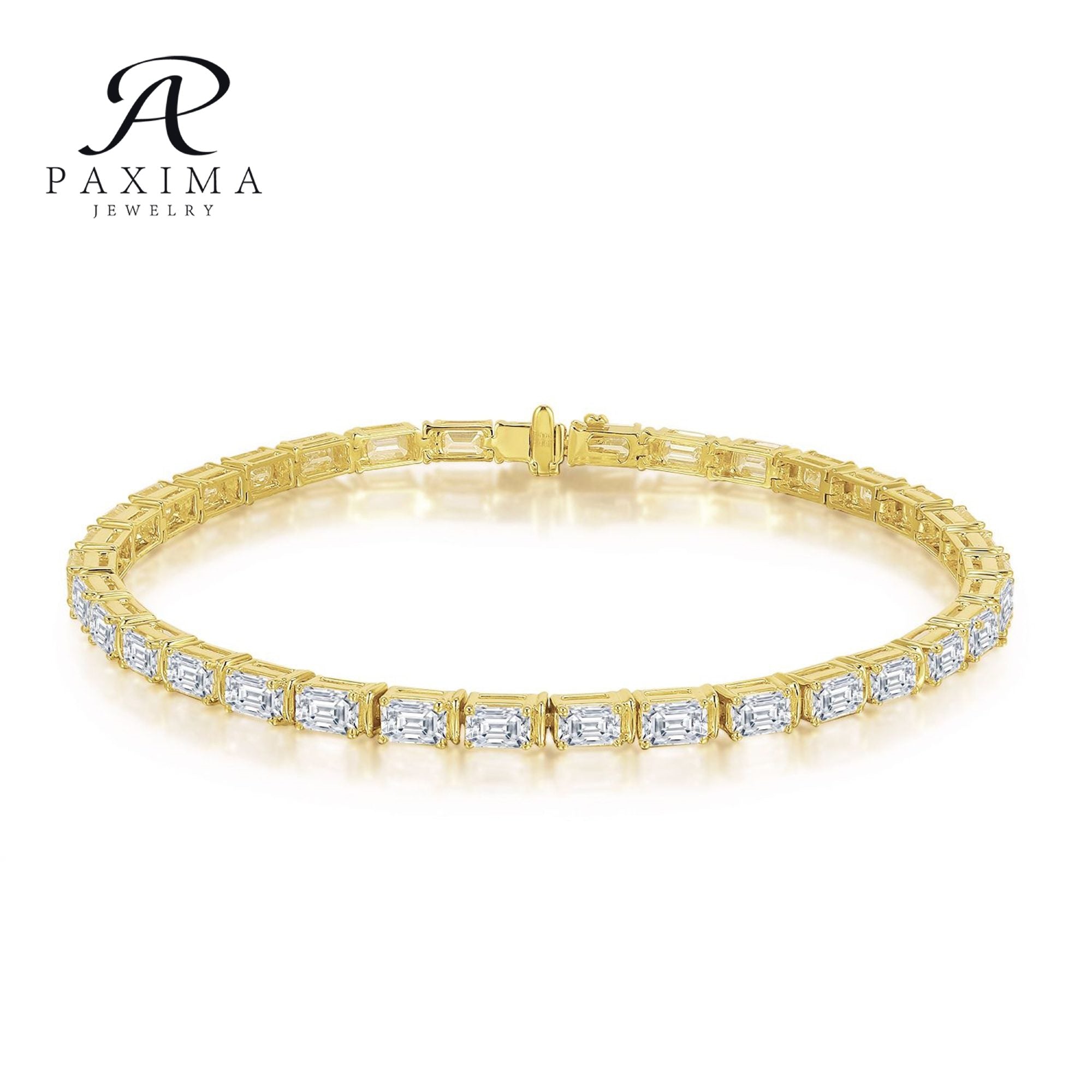 18K Soild Gold IGI Certified Lab Grown Diamond Tennis Bracelet  Emerald Cut 3.8*5.4mm 0.5ct  DEF VVS VS East-west