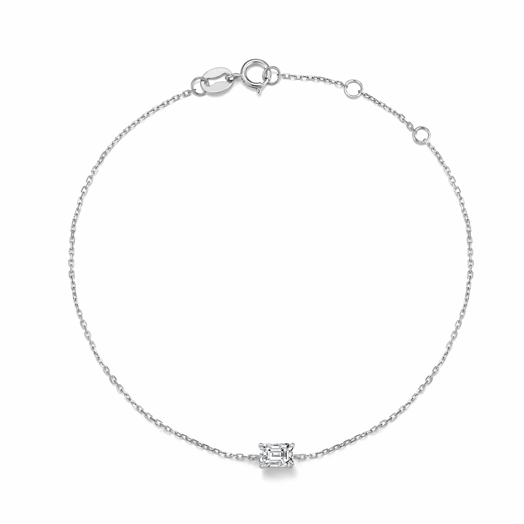IGI Certified Lab Grown Diamond Bracelet with 0.5ct Emerald Cut DEF VVS HTHP and 18K Gold for Women's Daily Wear