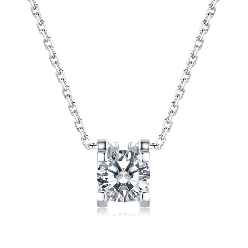 18k Gold Lab Grown Diamond Necklace with Solitaire IGI Certified 1ct D VVS2 Round Brilliant Cut Bull Head Style