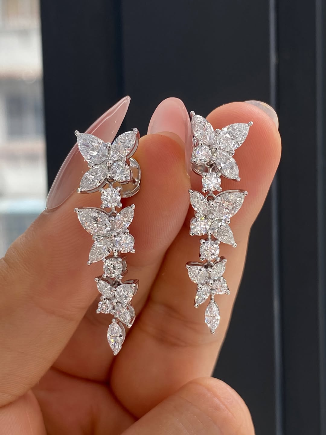 IGI Certified 14K 18K Gold Pear and Marquise Cut HPHT CVD Lab Grown Diamond Earrings
