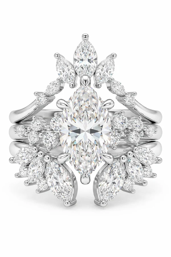 Fine Jewelry Lab Grown Diamond Engagement Ring IGI Certified D VVS2 3ct Marquise Cut Lab Created Diamond Stackable Ring Women Jewelry