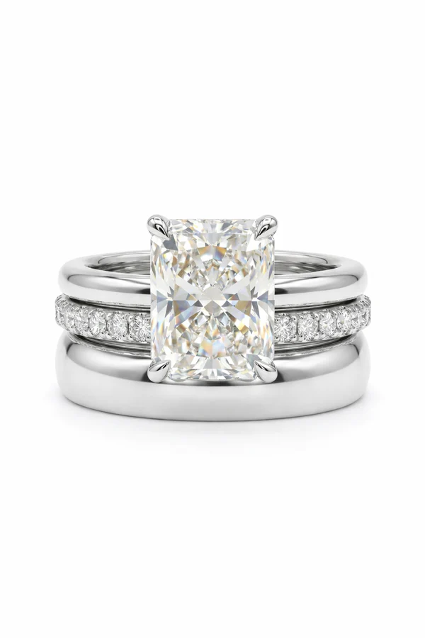 Lab Grown Diamond Engagement Rings with IGI Certified 3 Carats D VVS2 Radiant Cut CVD 18K 14K  for Elegant Bride