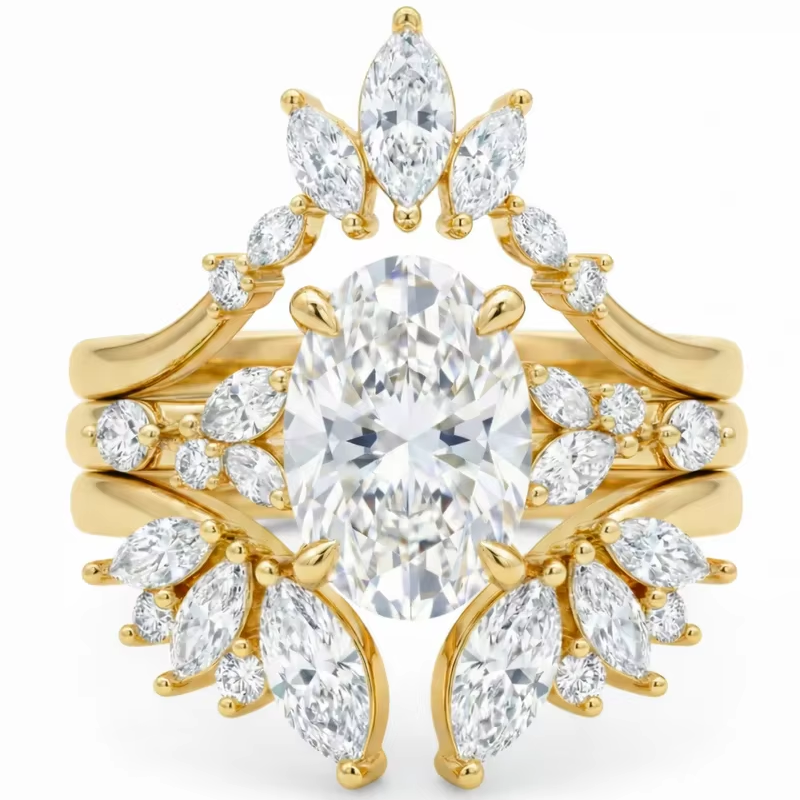 Custom Stackable Ring with IGI Certified CVD 3ct  D VVS2 Oval Cut Lab Grown diamond 18K 14K Solid Gold for Engagement
