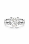 Lab Grown Diamond Engagement Ring with IGI Certified 3 Carats D VVS2 Radiant Cut CVD 18K 14K  for Women