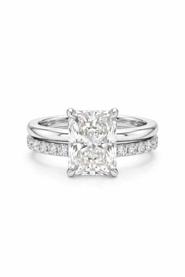Lab Grown Diamond Engagement Ring with IGI Certified 3 Carats D VVS2 Radiant Cut CVD 18K 14K  for Women