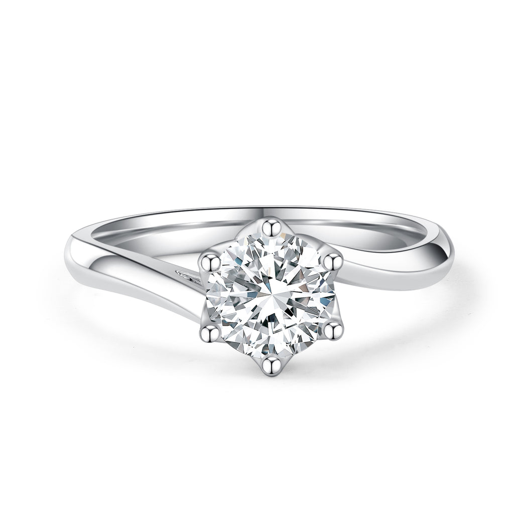 IGI Certified Lab Grown Diamond Wedding Ring with 3ct Round Brilliant Cut D VVS2 Bud-Shaped Claw Setting 18K/14K for Daily Wear