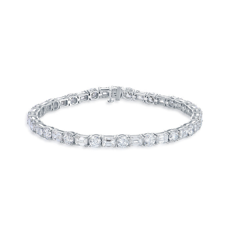 IGI Certified Lab-Grown Diamond Bracelet Emerald Cut (5*7mm 1.15CT) Round Cut (5mm 0.5CT ) with 18K Gold Bangle for Women Men Premium Jewelry