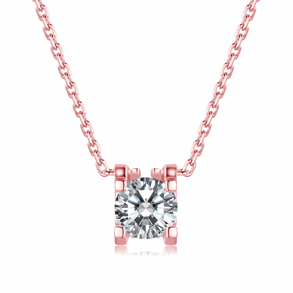 18k Gold Lab Grown Diamond Necklace with Solitaire IGI Certified 1ct D VVS2 Round Brilliant Cut Bull Head Style
