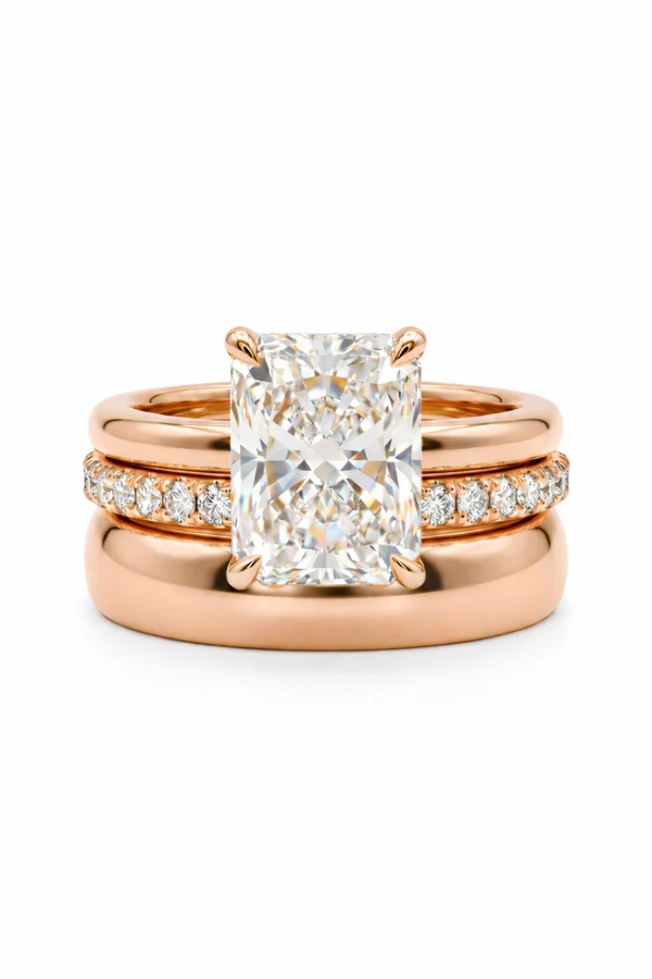 Lab Grown Diamond Engagement Rings with IGI Certified 3 Carats D VVS2 Radiant Cut CVD 18K 14K  for Elegant Bride