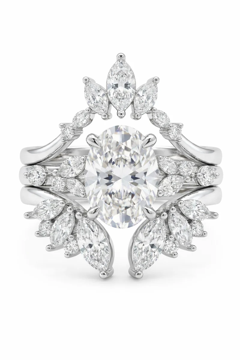 Custom Stackable Ring with IGI Certified CVD 3ct  D VVS2 Oval Cut Lab Grown diamond 18K 14K Solid Gold for Engagement