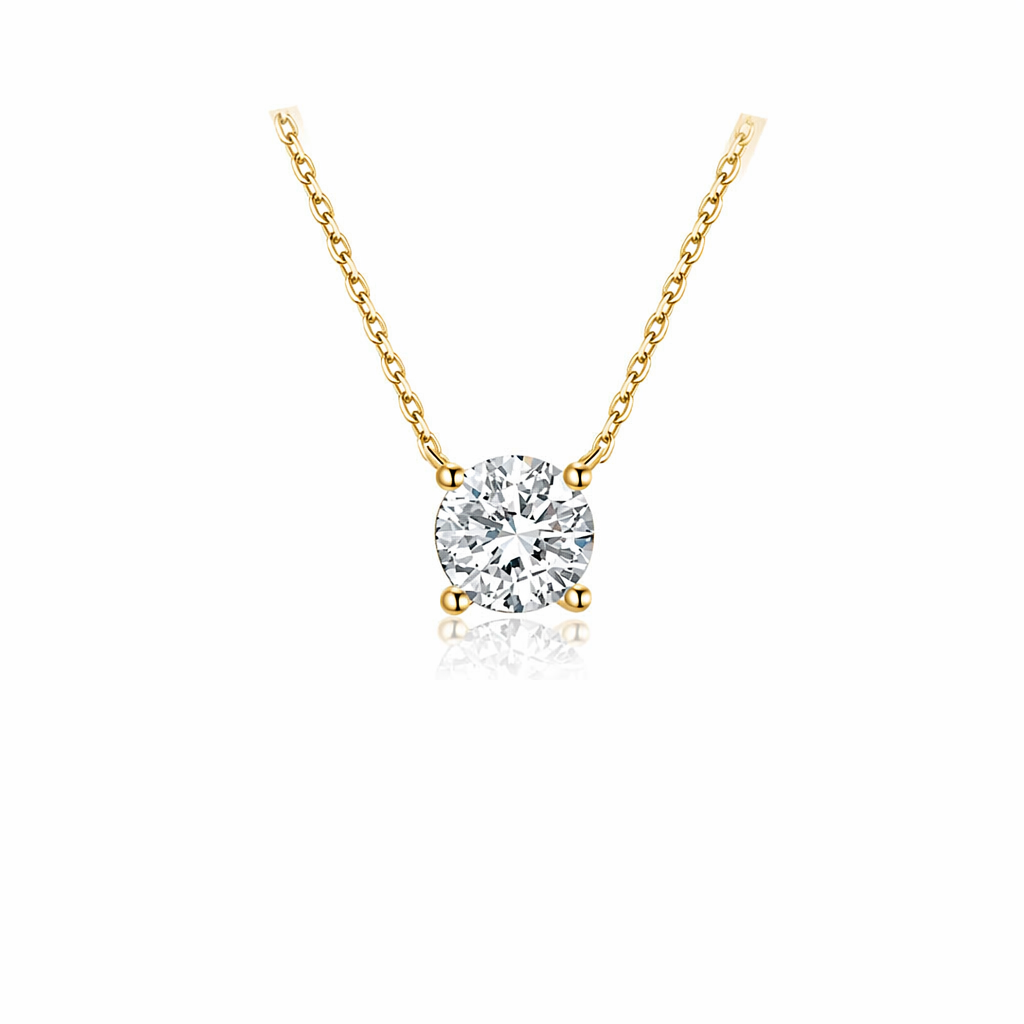 18k Gold Lab Grown Diamond Necklace with IGI Certified 3ct D VVS2 Solitaire Round Brilliant Cut for Elegant Day Wear