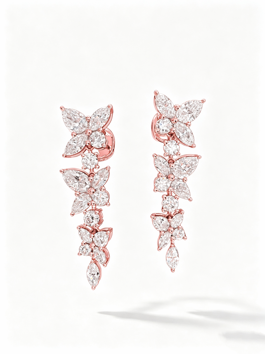 IGI Certified 14K 18K Gold Pear and Marquise Cut HPHT CVD Lab Grown Diamond Earrings