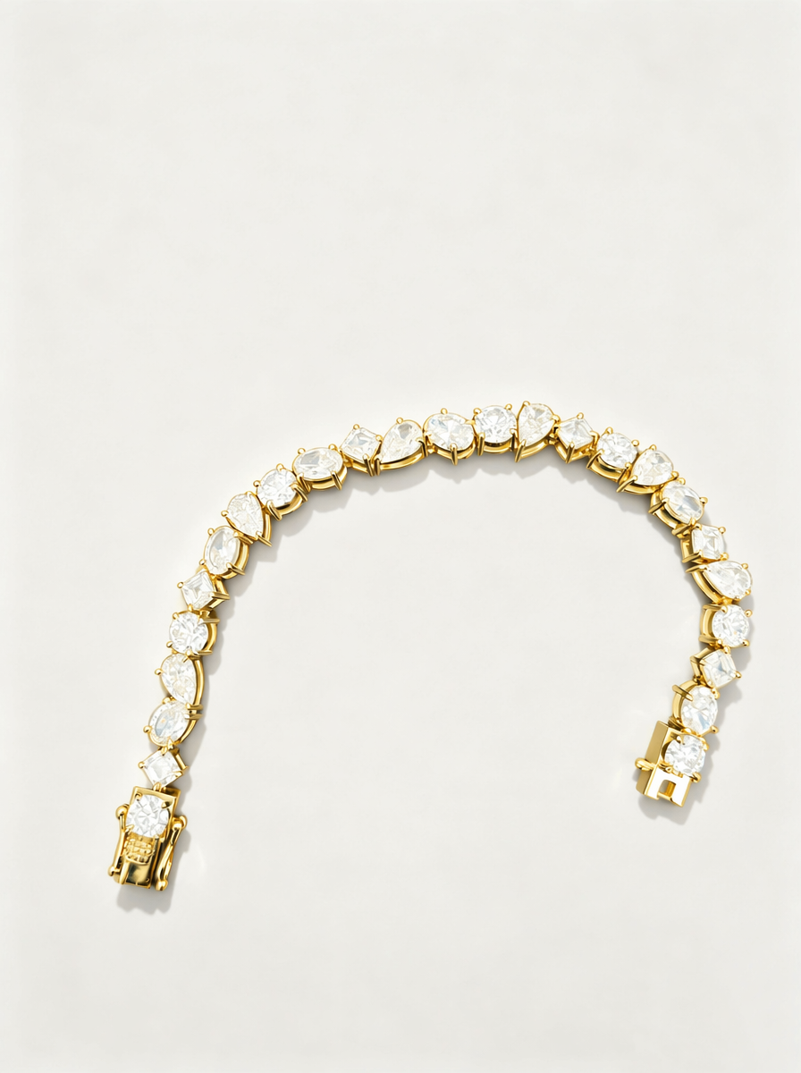 IGI Certified Multi-Shape Irregular Arrangement Lab-Grown Diamond Bracelet CVD HTHP 1 Carat Each