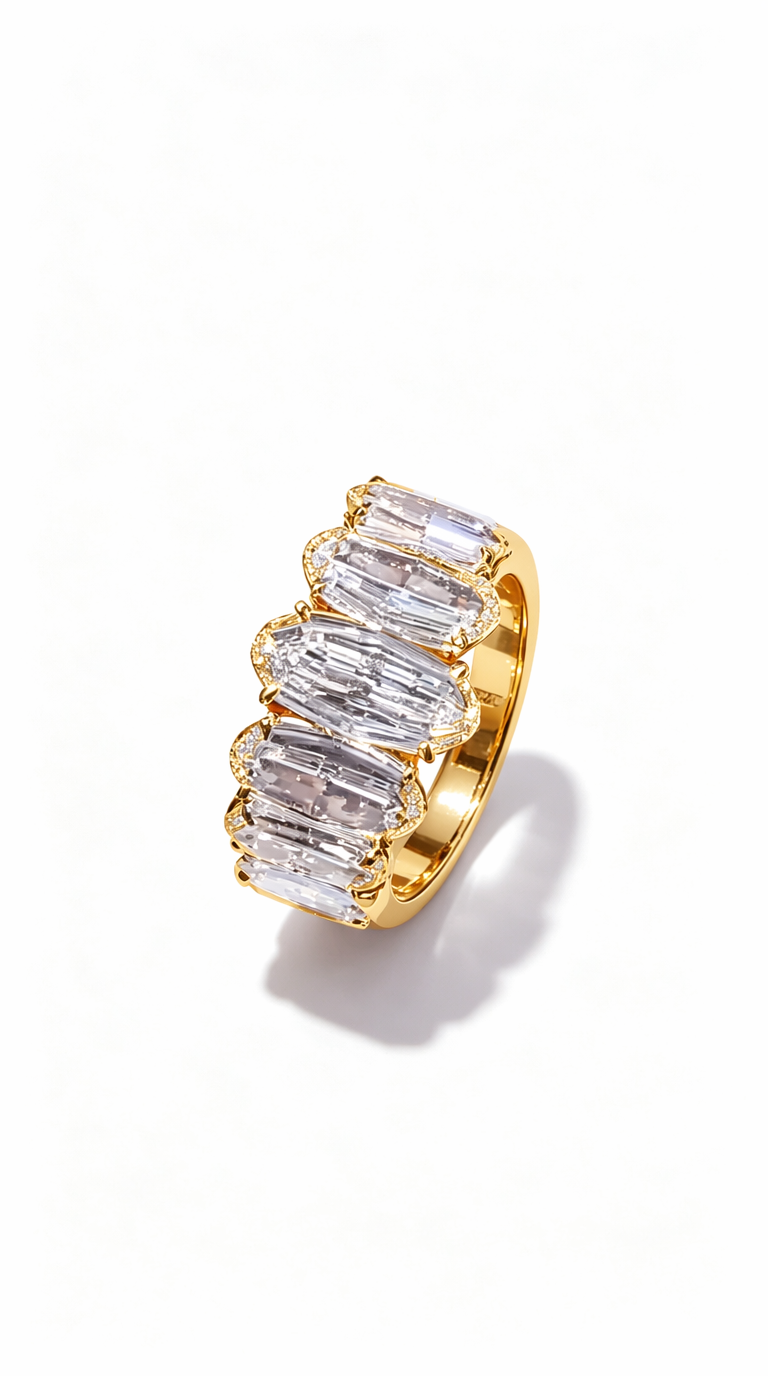 Custom IGI Certified Oval Step Cut Ring with CVD 4.5CTW DE  VVS Lab Grown diamond 18K Solid Gold for Engagement Band Ring