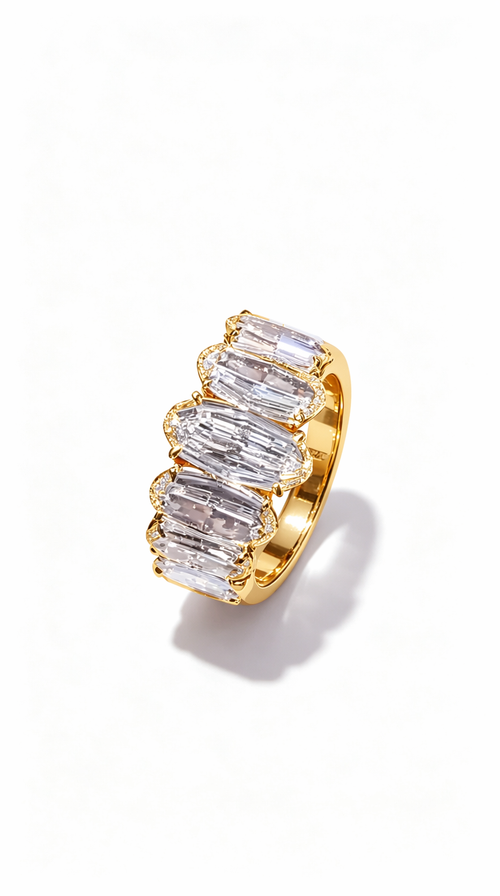 Custom IGI Certified Oval Step Cut Ring with CVD 4.5CTW DE  VVS Lab Grown diamond 18K Solid Gold for Engagement Band Ring