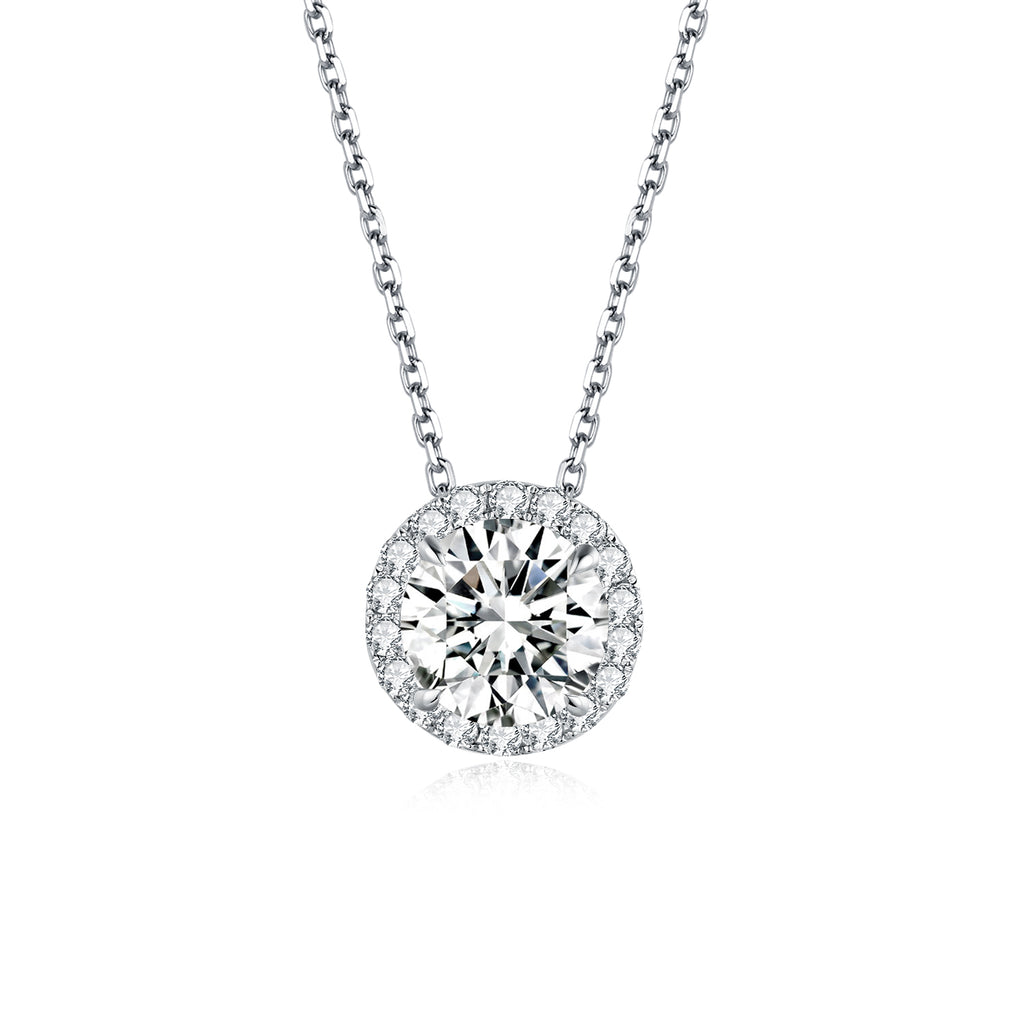 IGI Certified 18k Solid Gold Fine Jewelry Necklaces with Lab Grown Diamond Round Brilliant Cut 1ct D Color VVS2 Clarity for Women
