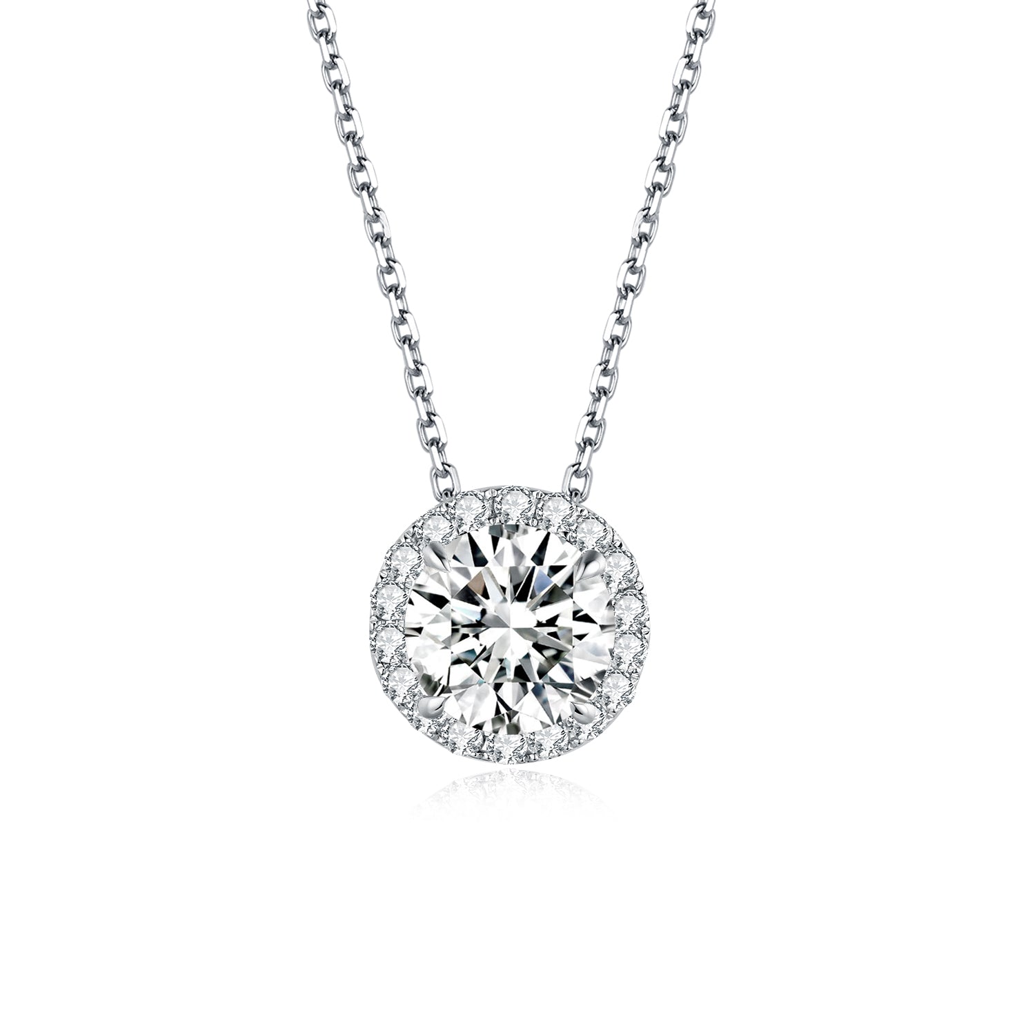 IGI Certified 18k Solid Gold Fine Jewelry Necklaces with Lab Grown Diamond Round Brilliant Cut 1ct D Color VVS2 Clarity for Women